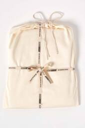 Homescapes Sateen Cotton Flat Sheet 400 TC in Cream - Size: Single Flat - thumbnail 5