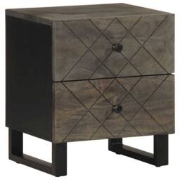 Berkfield Home Beautiful Bedside Cabinet Black 40x33x46 cm Solid Wood Mango - Size: 40 x 33 x 46 cm - thumbnail 2
