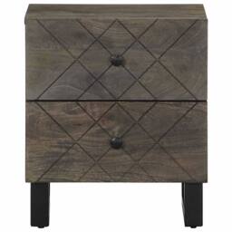Berkfield Home Beautiful Bedside Cabinet Black 40x33x46 cm Solid Wood Mango - Size: 40 x 33 x 46 cm - thumbnail 1