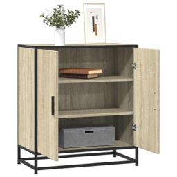 Berkfield Home Sideboard Sonoma Oak 68x35x76 cm Engineered Wood & Metal in Brown - Size: 68 x 35 x 76 cm - thumbnail 1