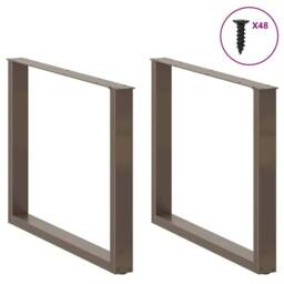 Berkfield Home Coffee Table Legs U-Shaped 3 pcs Natural Steel 100x(72-73) cm Steel in Brown - thumbnail 3