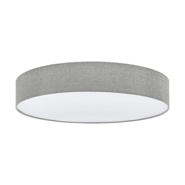 Loops Flush Ceiling Light Colour White Shade Grey White Fabric Linen Bulb E27 5x25W - image 1