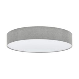 Loops Flush Ceiling Light Colour White Shade Grey White Fabric Linen Bulb E27 5x25W