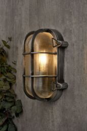 BHS Lighting Mika Caged Oval Outdoor Wall Light in Silver - thumbnail 4