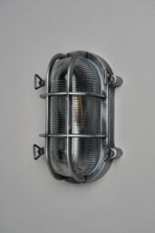 BHS Lighting Mika Caged Oval Outdoor Wall Light in Silver - thumbnail 2