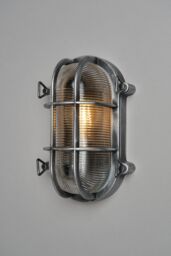 BHS Lighting Mika Caged Oval Outdoor Wall Light in Silver - thumbnail 1