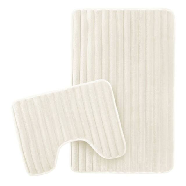 New Edge Blinds Ribbed Bath Mat Set in Cream - image 1