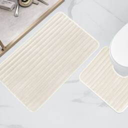 New Edge Blinds Ribbed Bath Mat Set in Cream - thumbnail 2