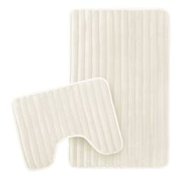 New Edge Blinds Ribbed Bath Mat Set in Cream - thumbnail 1