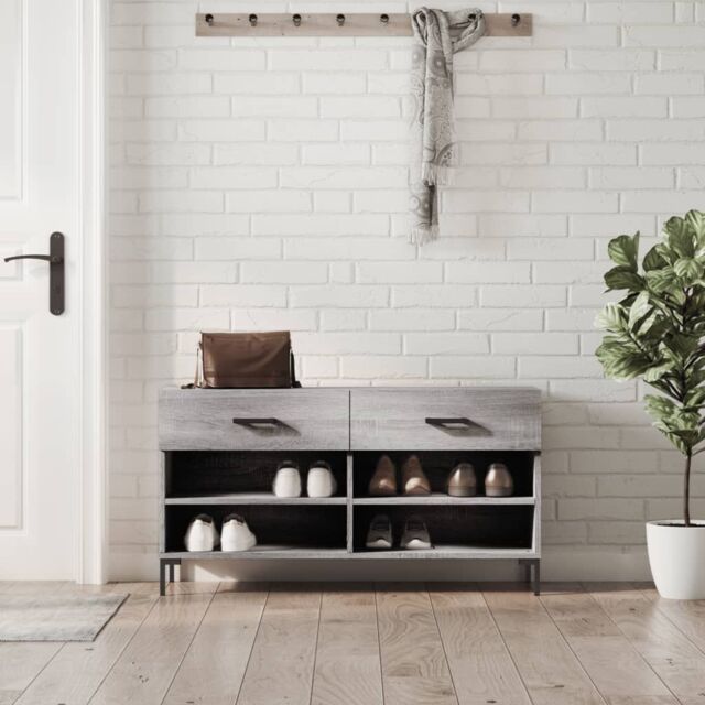 Berkfield Home Shoe Bench Grey Sonoma 102x35x55 cm Engineered Wood - Size: 102 x 35 x 55 cm - image 1