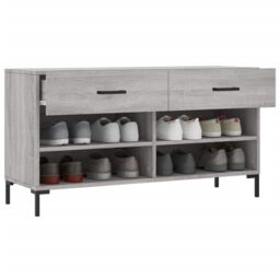 Berkfield Home Shoe Bench Grey Sonoma 102x35x55 cm Engineered Wood - Size: 102 x 35 x 55 cm - thumbnail 4