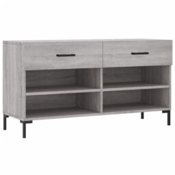 Berkfield Home Shoe Bench Grey Sonoma 102x35x55 cm Engineered Wood - Size: 102 x 35 x 55 cm - thumbnail 2