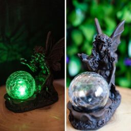 Marco Paul 19cm Fairy with Crystal Ball Solar Garden Ornament - thumbnail 4