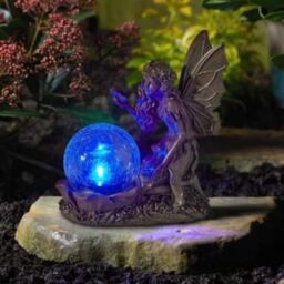 Marco Paul 19cm Fairy with Crystal Ball Solar Garden Ornament