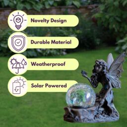 Marco Paul 19cm Fairy with Crystal Ball Solar Garden Ornament - thumbnail 6