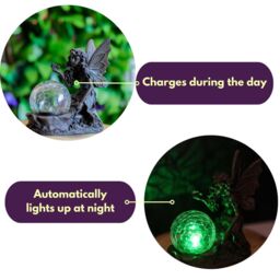 Marco Paul 19cm Fairy with Crystal Ball Solar Garden Ornament - thumbnail 7