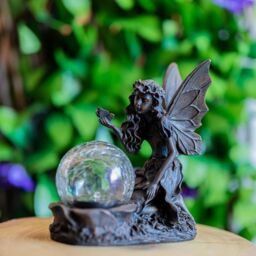 Marco Paul 19cm Fairy with Crystal Ball Solar Garden Ornament - thumbnail 2