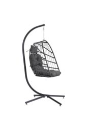 Garden Sanctuary Outdoor Hanging Chair with Stand & Cushion in Dark Grey - thumbnail 5