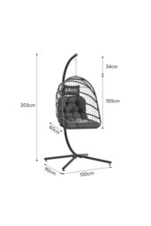 Garden Sanctuary Outdoor Hanging Chair with Stand & Cushion in Dark Grey - thumbnail 6