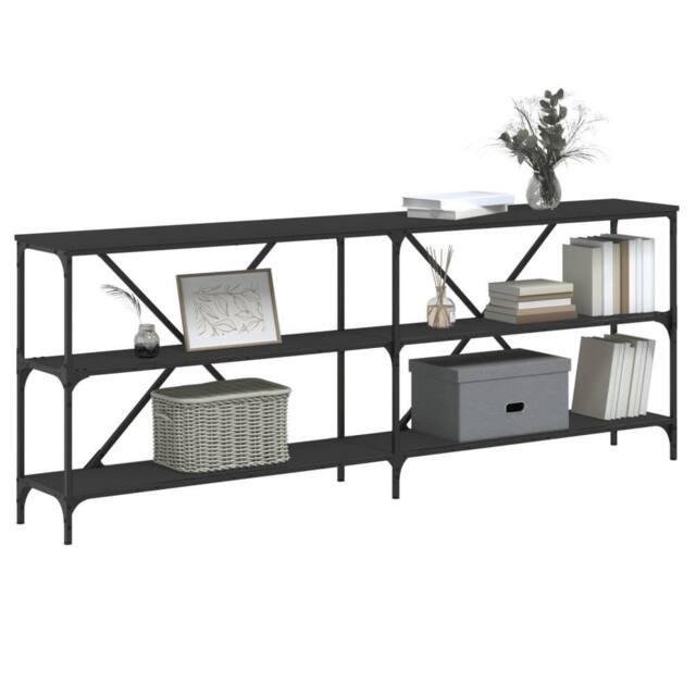 Berkfield Home Decorative Console Table Black 200x30x75 cm Engineered Wood & Iron - Size: 200 x 30 x 75 cm - image 1