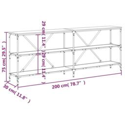 Berkfield Home Decorative Console Table Black 200x30x75 cm Engineered Wood & Iron - Size: 200 x 30 x 75 cm - thumbnail 9
