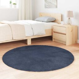 Berkfield Home Shaggy Rug High Pile NAVARRA Navy 120x120 cm Polyester in Blue - Size: Medium - thumbnail 3