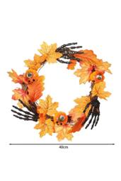 H&O Direct Halloween Wreath Hand Pumpkin Wreath for Front Door Decor in Orange - thumbnail 6