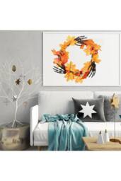 H&O Direct Halloween Wreath Hand Pumpkin Wreath for Front Door Decor in Orange - thumbnail 5