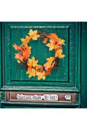 H&O Direct Halloween Wreath Hand Pumpkin Wreath for Front Door Decor in Orange - thumbnail 2