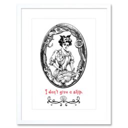 "Artery8 Wall Art Print Quote Don't Give a Ship Lady Captain Framed in White - Size: W7"" x H9""" - thumbnail 1