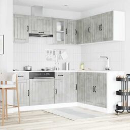 Berkfield Home 11 Piece Kitchen Cabinet Set Kalmar Concrete Grey Engineered Wood - thumbnail 3
