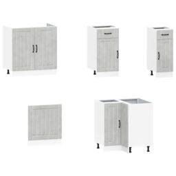 Berkfield Home 11 Piece Kitchen Cabinet Set Kalmar Concrete Grey Engineered Wood - thumbnail 4