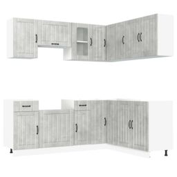 Berkfield Home 11 Piece Kitchen Cabinet Set Kalmar Concrete Grey Engineered Wood - thumbnail 2