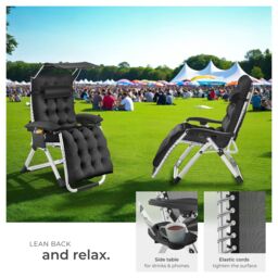 tectake Sun Lounger Cirrus in Black - Size: 1 Seater - thumbnail 4