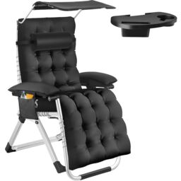 tectake Sun Lounger Cirrus in Black - Size: 1 Seater - thumbnail 1