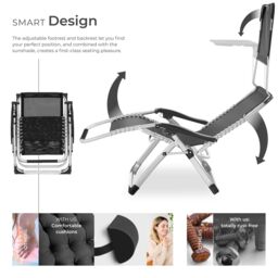 tectake Sun Lounger Cirrus in Black - Size: 1 Seater - thumbnail 3