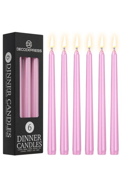 Deco Express Set of 6 Taper Candles in Rose Gold - image 1