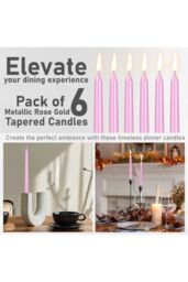 Deco Express Set of 6 Taper Candles in Rose Gold - thumbnail 4