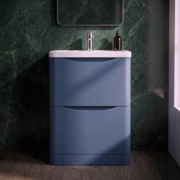 Balterley Dunwood Contemporary 2 Drawer Vanity Basin Unit, Satin Blue, 600mm in Blue - thumbnail 5