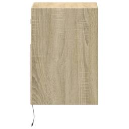 Berkfield Home Durable Wall-mounted Bedside Cabinets with LED Lights 2 pcs Sonoma Oak in Tan - thumbnail 7