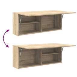 Berkfield Home Decorative Bathroom Wall Cabinet Sonoma Oak 100x25x40 cm Engineer in Light Tan - Size: 100 x 25 x 40 cm - thumbnail 9