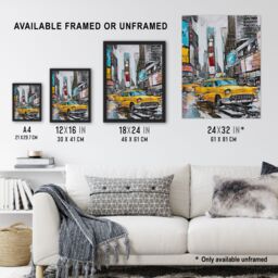 "Artery8 New York City Taxi Cars Times Square Cityscape Wall Art Print in Grey - Size: W12"" x H16""" - thumbnail 3