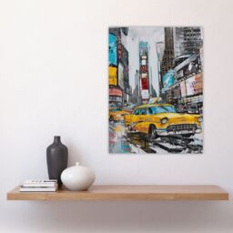 "Artery8 New York City Taxi Cars Times Square Cityscape Wall Art Print in Grey - Size: W12"" x H16""" - thumbnail 4