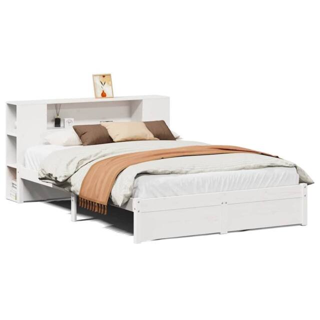Berkfield Home Bookcase Bed without Mattress White 140x190cm Solid Wood Pine - Size: 140x190 cm - image 1