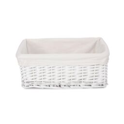 Red Hamper Large White Wicker Cotton Lined Storage Basket - thumbnail 2