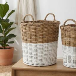 Garden Greatness Duo Natural Woven Rattan Storage Basket - thumbnail 2
