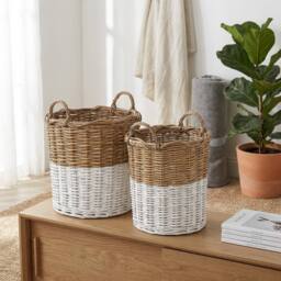 Garden Greatness Duo Natural Woven Rattan Storage Basket - thumbnail 1