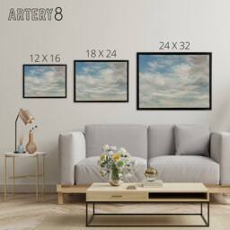 "Artery8 John Constable Clouds Framed Canvas Wall Art Print in Blue - Size: W12"" x H16""" - thumbnail 4