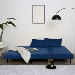 Home Garden Direct Aurora - Small Double Sofa Bed in Velvet - 2 Seater - Blue - thumbnail 2
