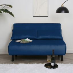 Home Garden Direct Aurora - Small Double Sofa Bed in Velvet - 2 Seater - Blue - thumbnail 3